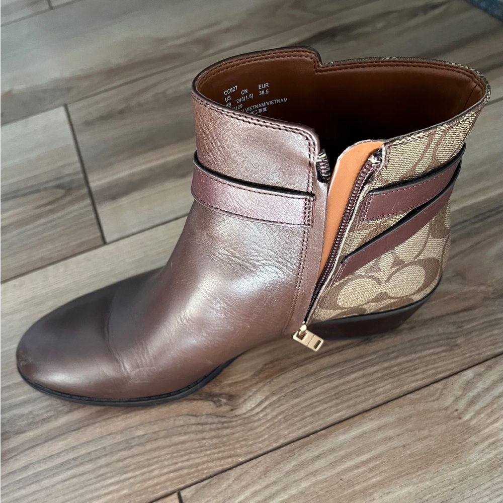 Coach Tan and Brown Ankle Booties